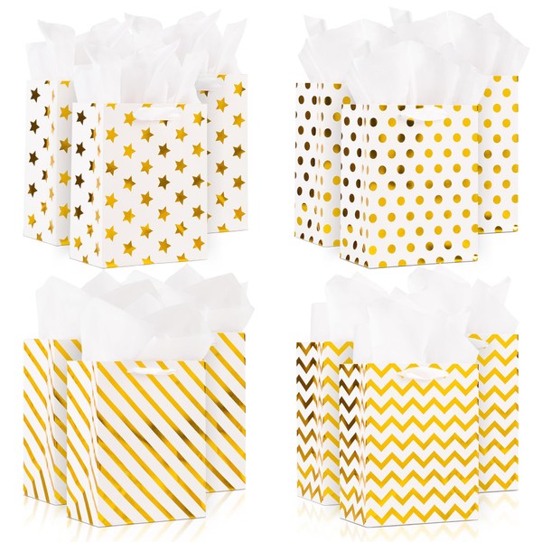 PASEOTA 9” Gift Bags Set of 12 - Include Tissue