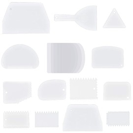 Alisador de Pasteles 18 Piezas, Raspadores para Tartas de Masa Herramienta de Corte Suave Decorativa en el Borde del Pastel de Pastelería, Pala de Pastelería, Espátulas Repostería
