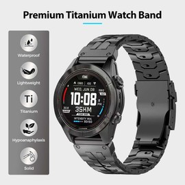 synsing No Tool Needed 22mm Titanium Band Compatible for Tactix 8 47mm/Fenix 8 47mm/7/6 Pro/Forerunner 965,26mm Metal Quick Fit WatchBand for Tactix 8 51mm/Instinct 3 50mm/Fenix 8 51mm/7X Pro/6X Pro