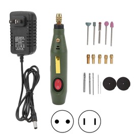 Mini Drill Multifunction Tool Mini Grinder Rotating Tool Set for Sculpture on Agate Wood 18000 rpm with Grinding Head 4 Pieces and Drill 5 Pieces (EU Plug 110 - 240 V)