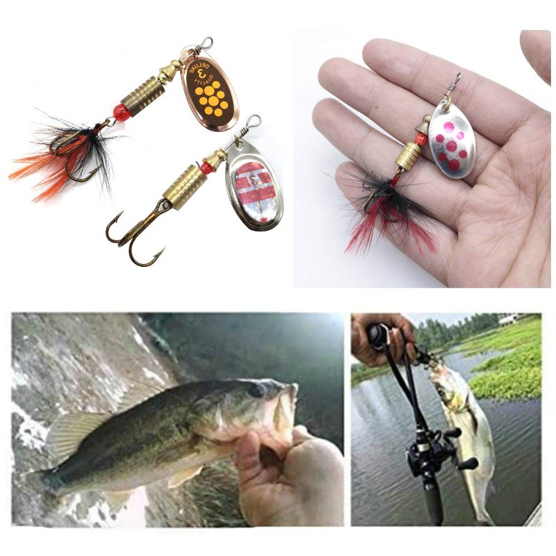 NC 10Pcs Spinner Bait Set Multi Colored Fishing Spinners Lures