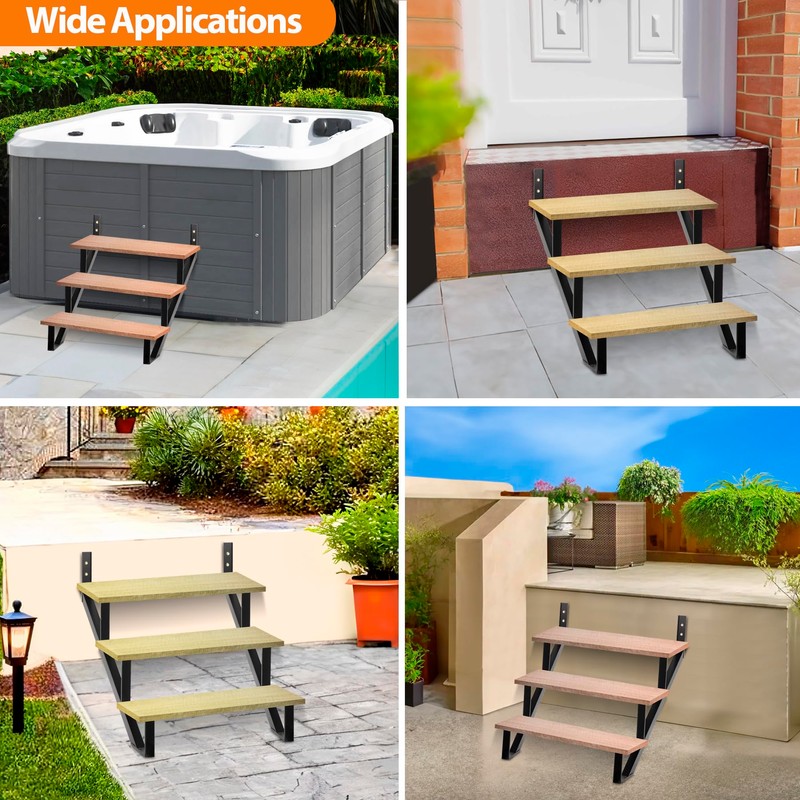 Toriexon Steel Stair Riser-2 Pack, 3 Step Stringers for Deck,