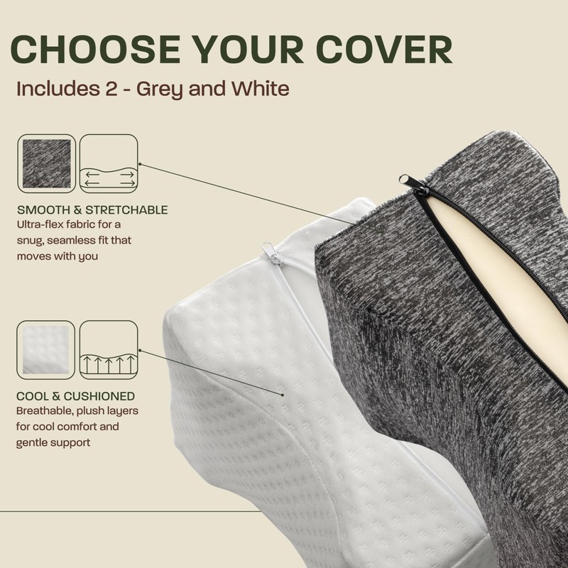 Cooling Knee Pillow for Side Sleepers w/ Strap & 2
