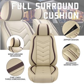 Car Seat Covers for Ford Mustang 2000-2025, Stylish Sport Seat Cover, Premium Nappa Leather Car Seat Cover. Automobile Seat Covers Sets.(Standard 2 Seats/Beige)