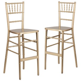 Flash Furniture 2 Pk. HERCULES Series Gold Wood Chiavari Barstool
