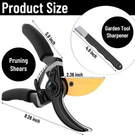 Pruning Shears for Gardening,Garden Shears,Garden Clippers,Gardening Shears,Hand Pruners,Garden Scissors Heavy Duty Tool with Soft Cushion Grip Handle and Sharpening stone
