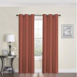 ECLIPSE Cortina de oscurecimiento de Microfibra con Aislamiento térmico y Bolsillo para Barra para Sala de Estar, 42 x 63 Pulgadas, ladrillo