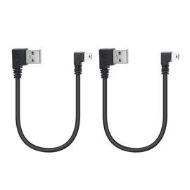 Short Mini USB Charging Cable 9inch, Right Angle Mini USB Male to USB 2.0 Type A Male Data Sync and Charge Cable, for Dash Cam, DigitalCamera, Hard Drive, MP3 Player, Phone (2Pcs)