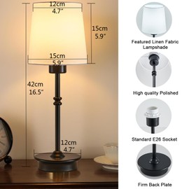 A1A9 Rechargeable Cordless Table Lamp, Black Battery Operated Desk Lamps with Detachable LED Bulbs, 13 Colors Dimmable Bedside Lights for Bedroom, Bar, Night Light, Camping