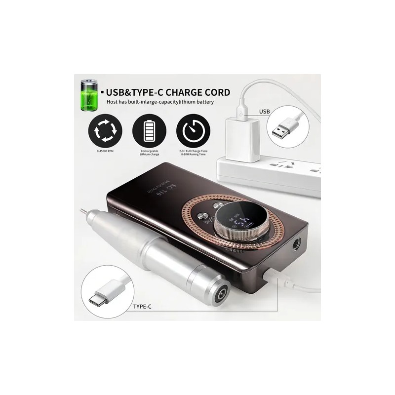 Moakany Máquina Perforadora Uñas Eléctrica Portátil 45000 Rpm Color Sg710