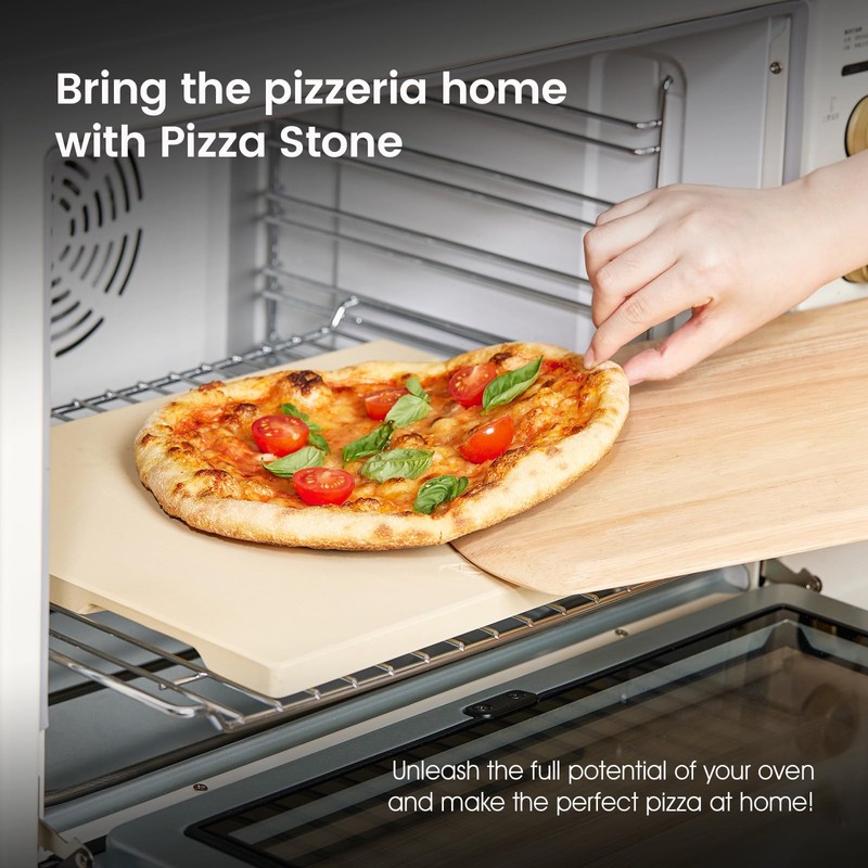 ROCKSHEAT Pizza Stone, 15"x12" Rectangular Pizza Stone for Oven Grill