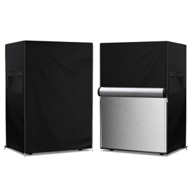 Dalema - Cubierta vertical para congelador, cubierta vertical impermeable para exteriores, cubierta exterior de 3.0 pies cúbicos, fundas compactas para nevera. Parte delantera se puede enrollar con cremalleras (negro, 22 pulgadas de largo x 23 pulgadas d