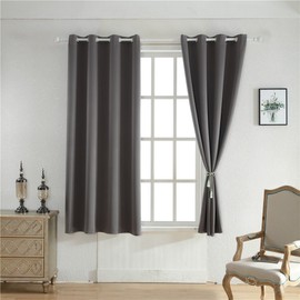 BEGOODTEX Inherent Flame Fire Retardant Blackout Curtains, Grey, 52W by 63L inch, 1 Panel for Meeting Room Kitchen
