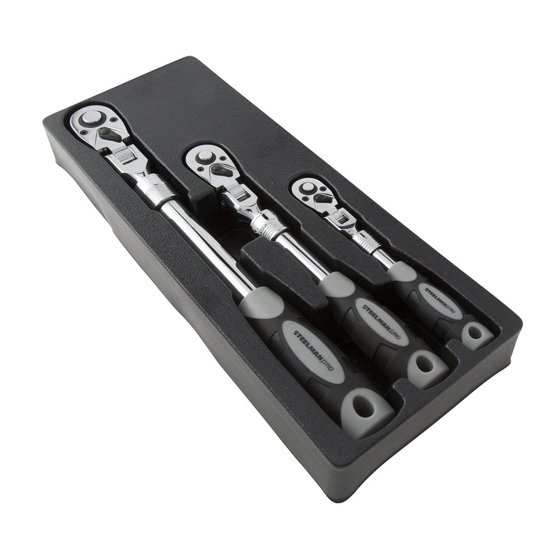 Steelman Pro 72-Tooth Extendable Flex-Head Ratchet Tool Set, 3-Piece (1/4,