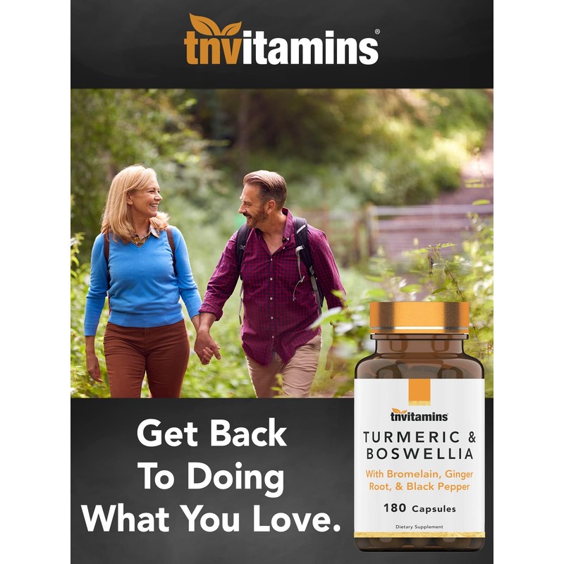 tnvitamins Turmeric & Boswellia Complex (180 Capsules) with Ginger Root,