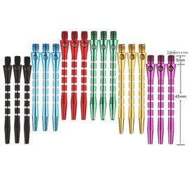 BIPY 18PCS Dart Shafts Aluminium 2BA Darts Stems Colored Dart Pole Metal Throwing Medium Shaft Pack 6 Colors Standard 2BA Carved Design Dart Accessories Aluminum