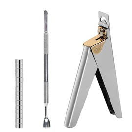 KAAGEE Acrylic False Nail Clippers with Magnets Sizer,Nail Tip Cutter with Length Measurement,Stainless Steel Nail Manicure Set for Salon Home Nail,Acrylic False Nail Clippers for Salon Home (Silver)