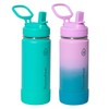 ThermoFlask Stainless Steel Kids Water Bottles, 474mL, 2 Count (Green/Pink)