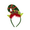 LUX ACCESSORIES Green Christmas Elves Hats Stripe Ribbon Red Fur