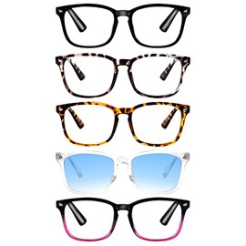 VIDEBLA 5-Pack Blue Light Blocking Reading Glasses Women Men,Computer Readers,Spring Hinge Anti Glare UV Ray Filter Eyeglasses(5 Pack Mix (Includes Reading Sunglasses) 2.00)
