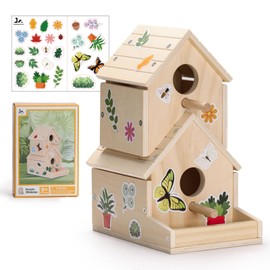 SainSmart Jr. Bird House Kit for Kids to Build and Paint - Art Craft Wooden Toys - Unfinished Wood Crafts with Stickers - Woodworking Crafts for Children Ages 3+