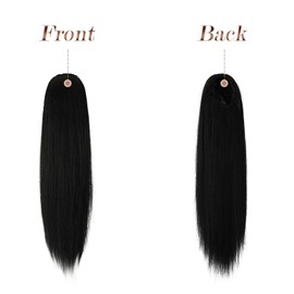 FESHFEN Straight Ponytail Extensions Long Drawstring Pony Tails Natural Synthetic Hairpiece Clip in Ponytails Hairpieces for Women Natural Black 20 inch