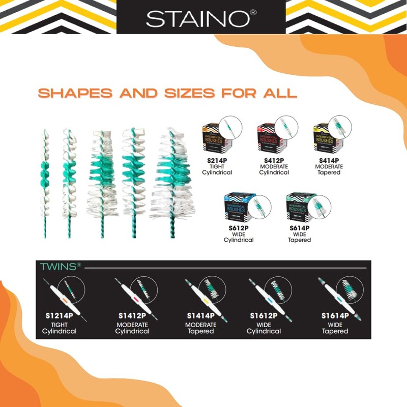 Staino Twins Interdental Brush Dual-Ended Travel Brush, Minis, Microfine Brush,