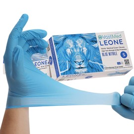 100PCs Dental Grade Leone Examination Small Nitrile Gloves by VASTMED | 4.0G Finger Tips Texture Latex/Powder-Free Professional Grade Blue Gloves