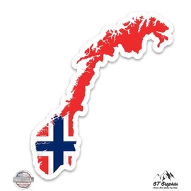 GT Graphics Norway Flag Map - Vinyl Sticker Waterproof Decal