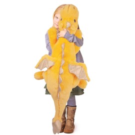 ARELUX Large 37in Cute Dragon Stuffed Animals Plush Toy Soft Yellow Pterosaur Plushie Giant Fuzzy Dinosaur Pillow Plushies with Wings Cuddly for Friends Family Member