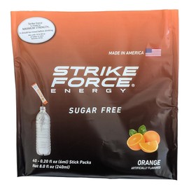 Strike Force Energy Drink Mix - Orange Flavor - Natural Tasting Caffeine Drink - Turn Any Drink into a Healthy Energy Drink - Zero Calories, Keto Friendly, Sugar Free, Pre Workout (40 Liquid Packs)