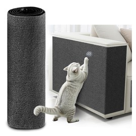 Cat Scratch Mat 78.7"x15.8" Self-Adhesive Carpet Mat Scratch Furniture Protector DIY Climbing Cat Scratcher and Cat Tree Shelves for Furniture, Sofa, Wall, Couch, Door, Corner (Dark Grey)