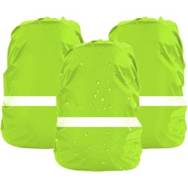 ElevaPulse Pack of 3 Backpack Rain Cover, 18-25 L Rain Cover School Bag, Step by Step Rain Cover, Rain Cover for School Backpack, Waterproof Rain Cover with Reflectors