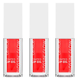 Catrice Glossin' Glow Tinted Lip Oil, Lip Gloss, No. 020, Red, Nourishing, Colouring Effect, with Oils, Natural, Glossy, Vegan, Paraben-Free, No Microplastic Particles, Nanoparticles Free, Pack of 3 (3 x 4 ml)