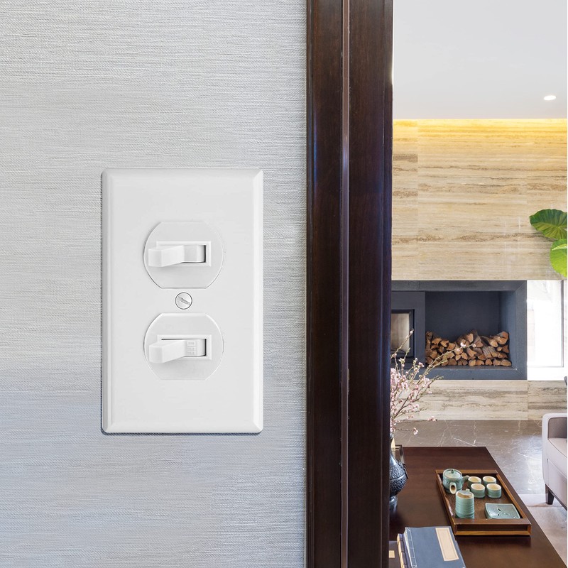 Faith White Double Light Switch (2-Pack) | Two Single-Pole Wall