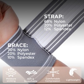 NeoTech Care Wrist Band - Adjustable Compression Strap - Elastic & Breathable Fabric - Support Sleeve for Tennis, Sports, Exercise - Men, Women, Right or Left (Gray Color, Size M, 1 Unit)
