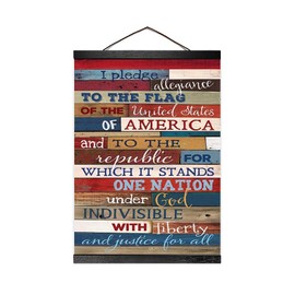Pledge of Allegiance Hanging Poster Canvas Print Ready to Hang, Wall Decor, 12"x16"