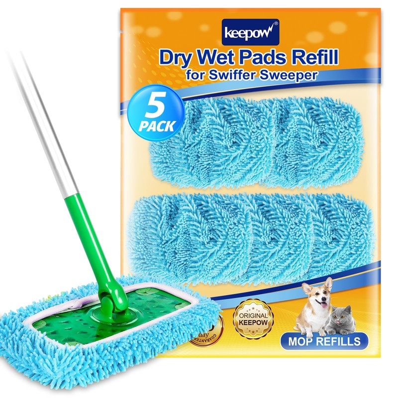 KEEPOW Reusable Microfiber Mop Pads Compatible with Sweeper Mop Replacement