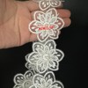 2 Yard Flower Pearl Beads Lace Trim Ribbon Floral Embroidered
