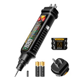 Non Contact Voltage Tester Outlet Receptacle Detector Dual Range AC 2-440V,50Hz-60Hz Live/Neutral Wire Tester with LCD Display,Breakpoint Finder,Light Fuse Checker,Circuit Polarity Wall Plug Tool