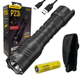 Nitecore P23i Long Range Flashlight -3000 lumens, 512 Yard thow, with Rechargeable i-Series high Performance Battery NL2150HPi & Eco-Sensa Type-C USB Charging Cable