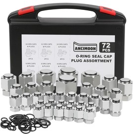 ANCIMOON 72PCS ORFS Flat Face Seal Cap and Plug Kit, Hydraulic Flat Face Fittings For Hose, 36PCS O-Ring Replacement