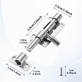 LANIAKEA 8pcs Slide Barrel Bolt Latches 4 Inch 304 Stainless Steel Sliding Lock for Door Security Slide Bolt Gate Latch for Door Window Cabinets (Silver)