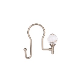 Shower Hooks - Double Shower Curtain Rings for Bathroom - Rust Proof Shower Curtain Hooks for Shower Curtain or Liner - Shower Curtain Rings with Crystal Design - Set of 12, Brushed Nickel