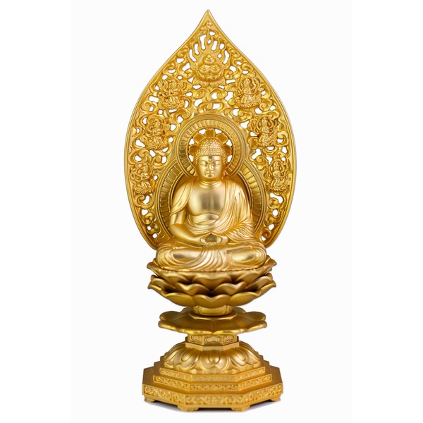 Buddha Statue Seated Shakyamuni 18cm (Gold Plated/24K Gold) Buddha Statue: Shuun Makita Prototype "Soto Sect / Rinzai Sect / Tendai Sect " Takaoka Copperware (Shakanyorra/L)