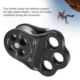 Hitch Climber Pulley, Wide Range of Rope Climber Pulley Strong Oxidation for Hauling for Outdoor for Rigging for Climbing, 30KN Hitch Climber Pulley Rescue Equipment Dual Bearing