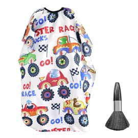 YDHfdc Kids Hairdressing Cape Cartoon Car Barber Cape 130 x 90cm Hair Cutting Cape Adjustable Neckline Hairdressing Gown with Neck Duster Brush for Boys Girls