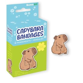 GAMAGO Capybara Shaped Bandages Kids & Kidults - Set of 20 Individually Wrapped Self Adhesive Bandages - Sterile, Latex-Free & Easily Removable - Funny Gift & First Aid Addition