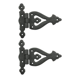 Renovators Supply Manufacturing Cabinet Door Strap Hinge With Hardware 5 3/8 In. Black Wrought Iron Flush Mount Hinge For Cabinets Pack Of 2
