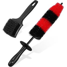 Genérico Cepillo para Limpieza de Llantas y Rines Cerdas Rígidas y Mango Ligero Kit para Lavado de Autos Adecuado para Uso en Talleres y Garajes